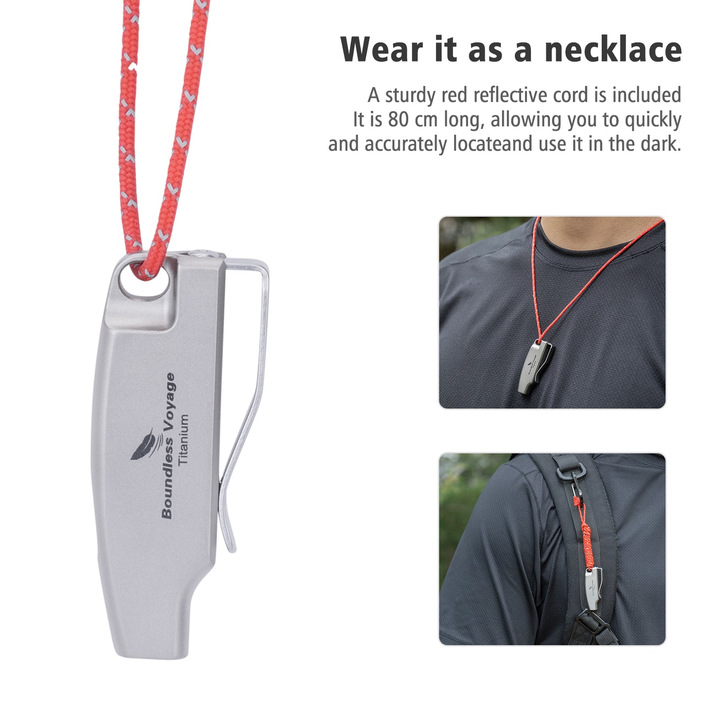 Boundless Voyage 120dB Titanium Survival Whistle – Ultralight, Rust-Proof Emergency Whistle for Hiking, Camping & Outdoor Rescue