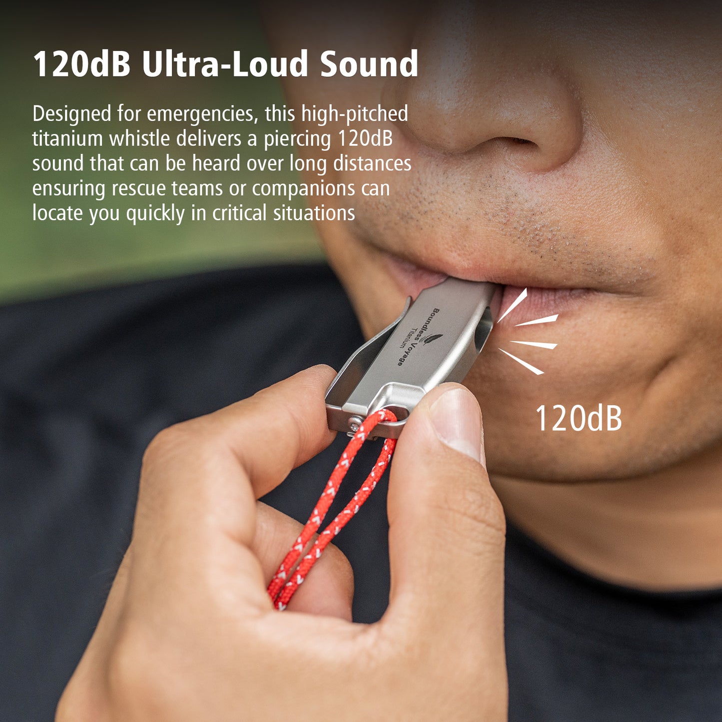 Boundless Voyage 120dB Titanium Survival Whistle – Ultralight, Rust-Proof Emergency Whistle for Hiking, Camping & Outdoor Rescue