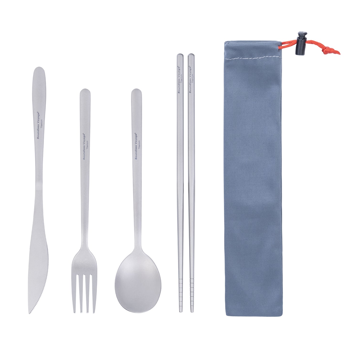 Boundless Voyage Titanium Camping Tableware Set – Eco-Friendly Cutlery & Chopsticks | Knife, Fork, Spoon for Home, Travel & Outdoor Adventures