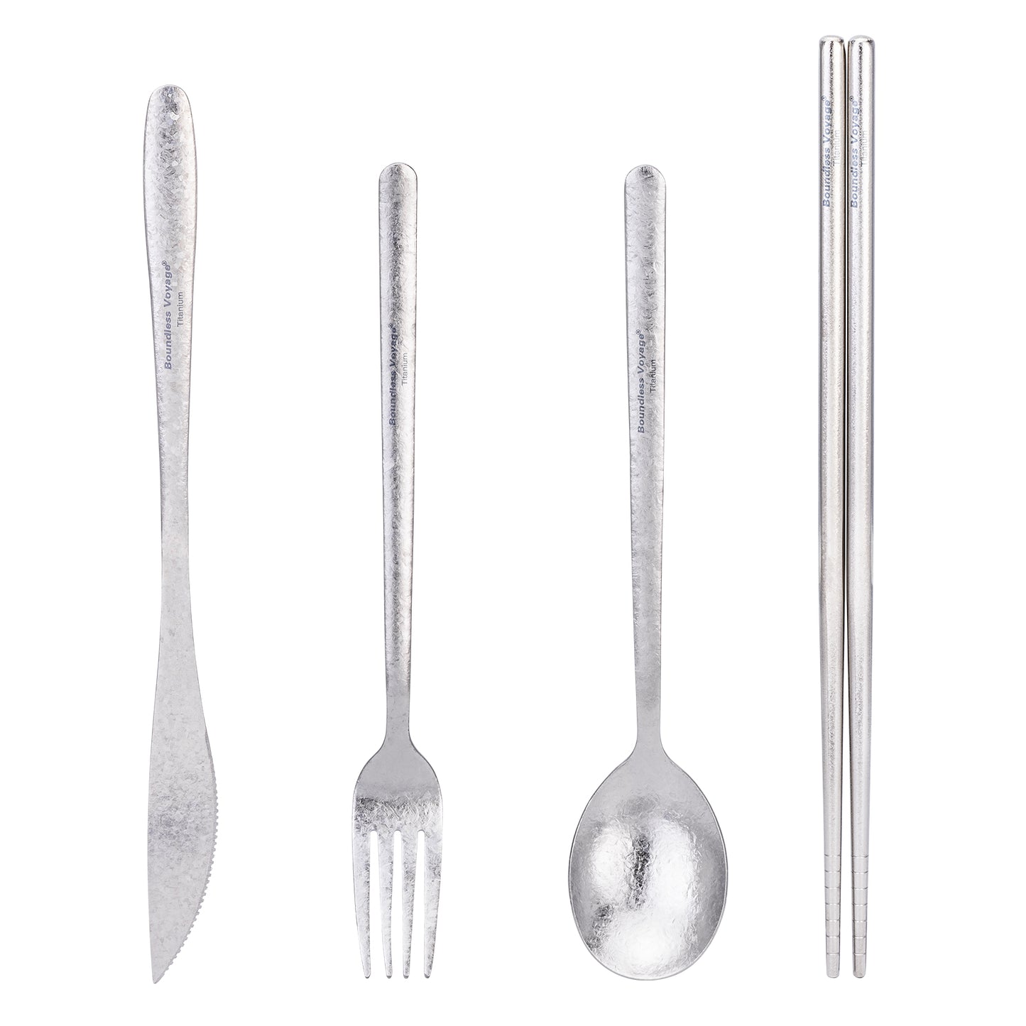 Boundless Voyage Titanium Camping Tableware Set – Eco-Friendly Cutlery & Chopsticks | Knife, Fork, Spoon for Home, Travel & Outdoor Adventures
