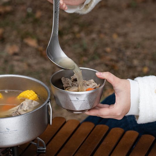 Boundless Voyage Titanium Double-Wall Bowl 380ml – Ultralight Insulated Serving Bowl for Rice, Soup & Camping