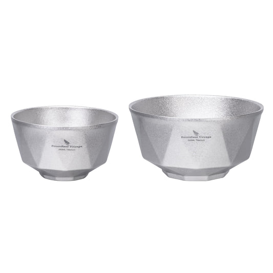 Boundless Voyage Double-Walled Titanium Bowl | 380ml & 680ml Ultralight Insulated Camping Bowl Set | Heat-Resistant Tableware