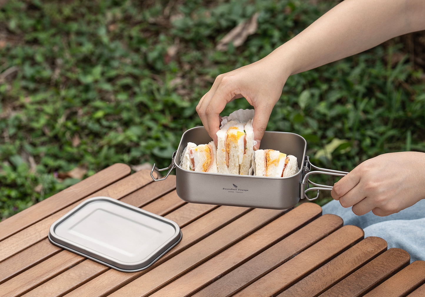 Boundless Voyage Titanium Mess Tin with Lid – Anti-Scalding Handle Outdoor Camping Tableware | Ultralight Cookware, Lunch Box, Bowl & Pan for Hiking & Travel