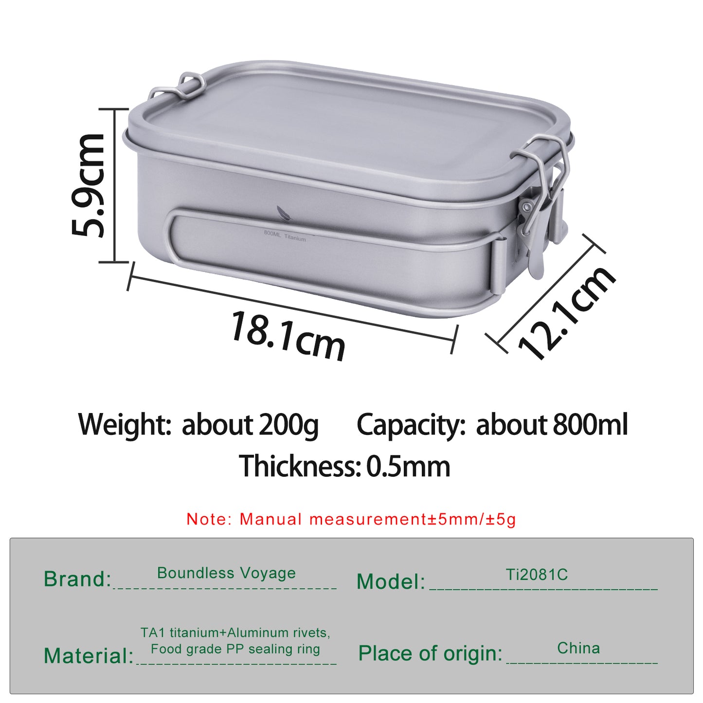 Boundless Voyage Titanium Mess Tin with Lid – Anti-Scalding Handle Outdoor Camping Tableware | Ultralight Cookware, Lunch Box, Bowl & Pan for Hiking & Travel