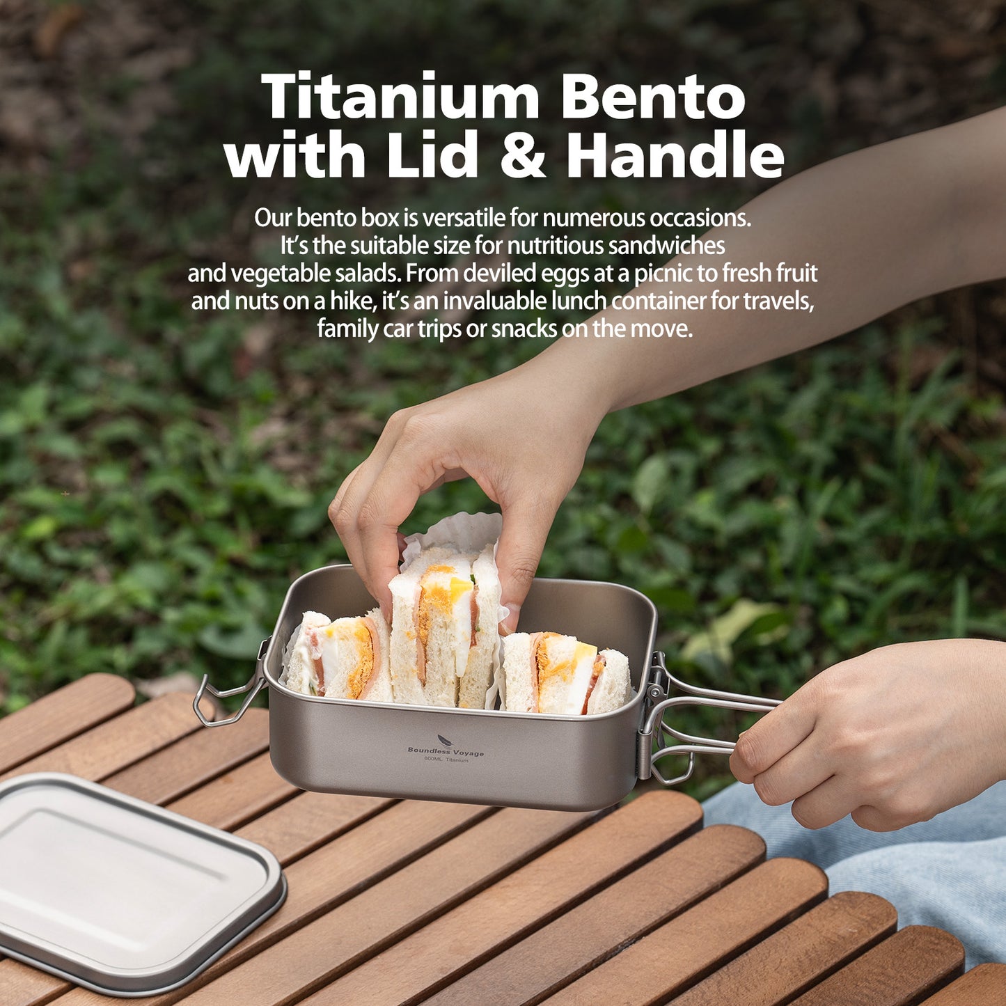 Boundless Voyage Titanium Mess Tin with Lid – Anti-Scalding Handle Outdoor Camping Tableware | Ultralight Cookware, Lunch Box, Bowl & Pan for Hiking & Travel