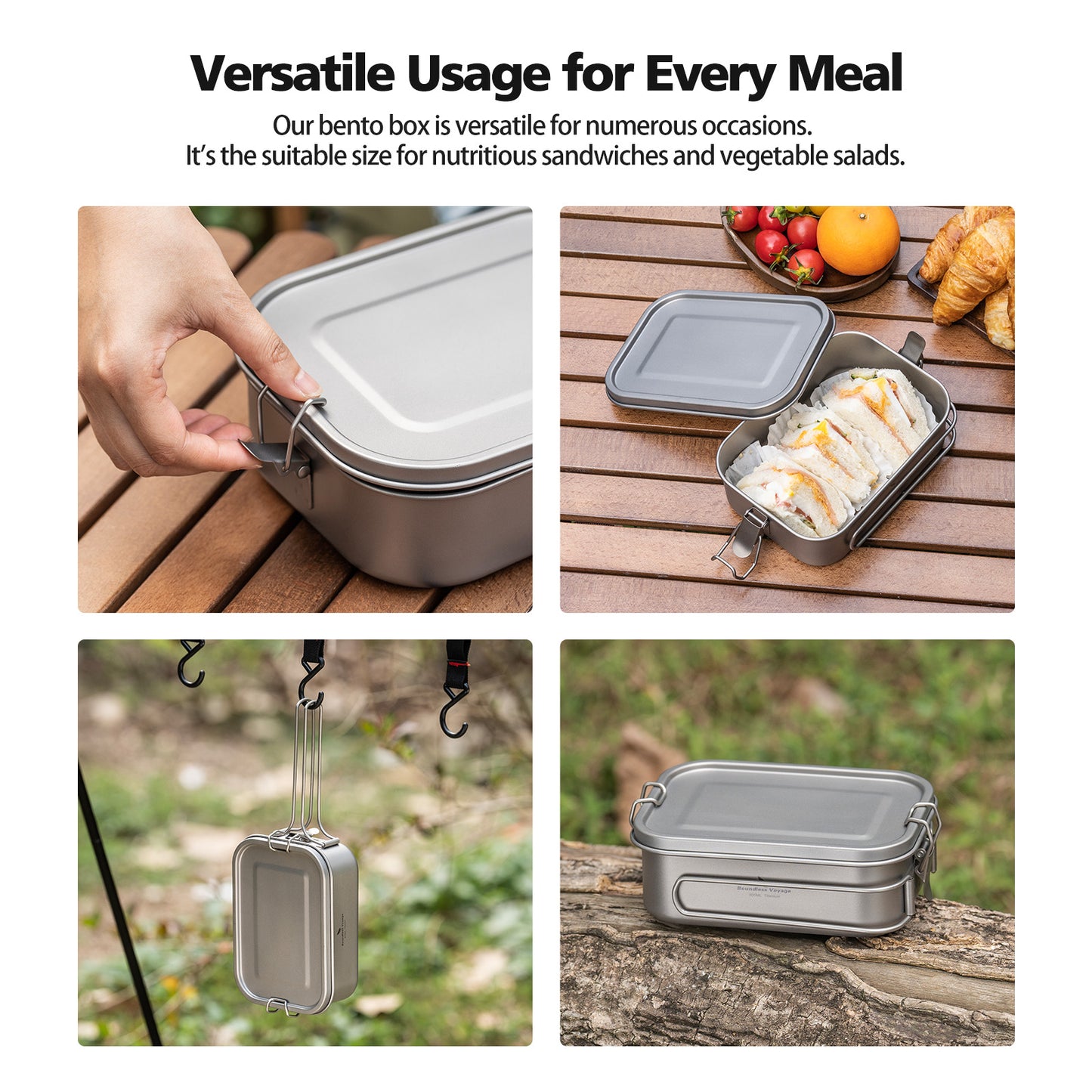 Boundless Voyage Titanium Mess Tin with Lid – Anti-Scalding Handle Outdoor Camping Tableware | Ultralight Cookware, Lunch Box, Bowl & Pan for Hiking & Travel