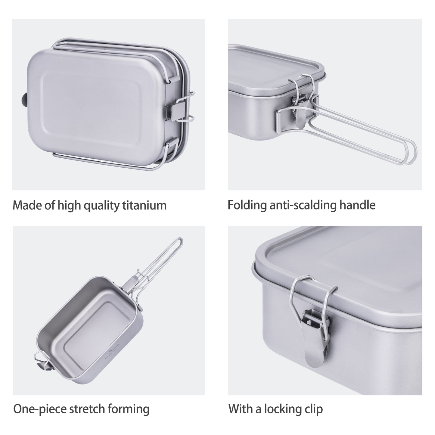 Boundless Voyage Titanium Mess Tin with Lid – Anti-Scalding Handle Outdoor Camping Tableware | Ultralight Cookware, Lunch Box, Bowl & Pan for Hiking & Travel
