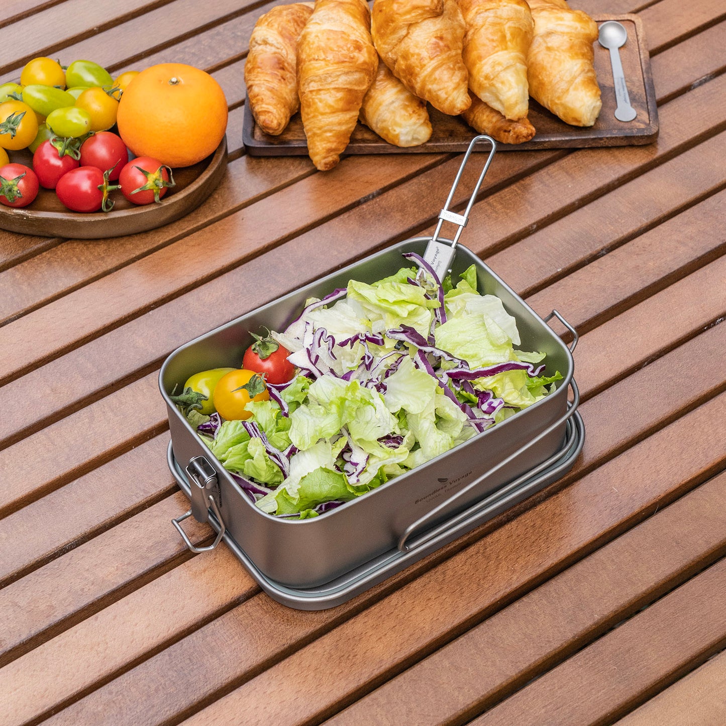 Boundless Voyage Titanium Mess Tin 1200ml with Lid & Folding Handle – Lightweight Leak-Proof Camping Lunch Box & Cookware for Outdoor Hiking & Backpacking