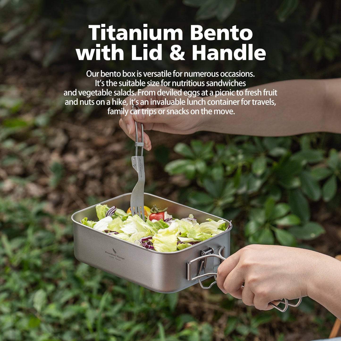 Boundless Voyage Titanium Mess Tin 1200ml with Lid & Folding Handle – Lightweight Leak-Proof Camping Lunch Box & Cookware for Outdoor Hiking & Backpacking