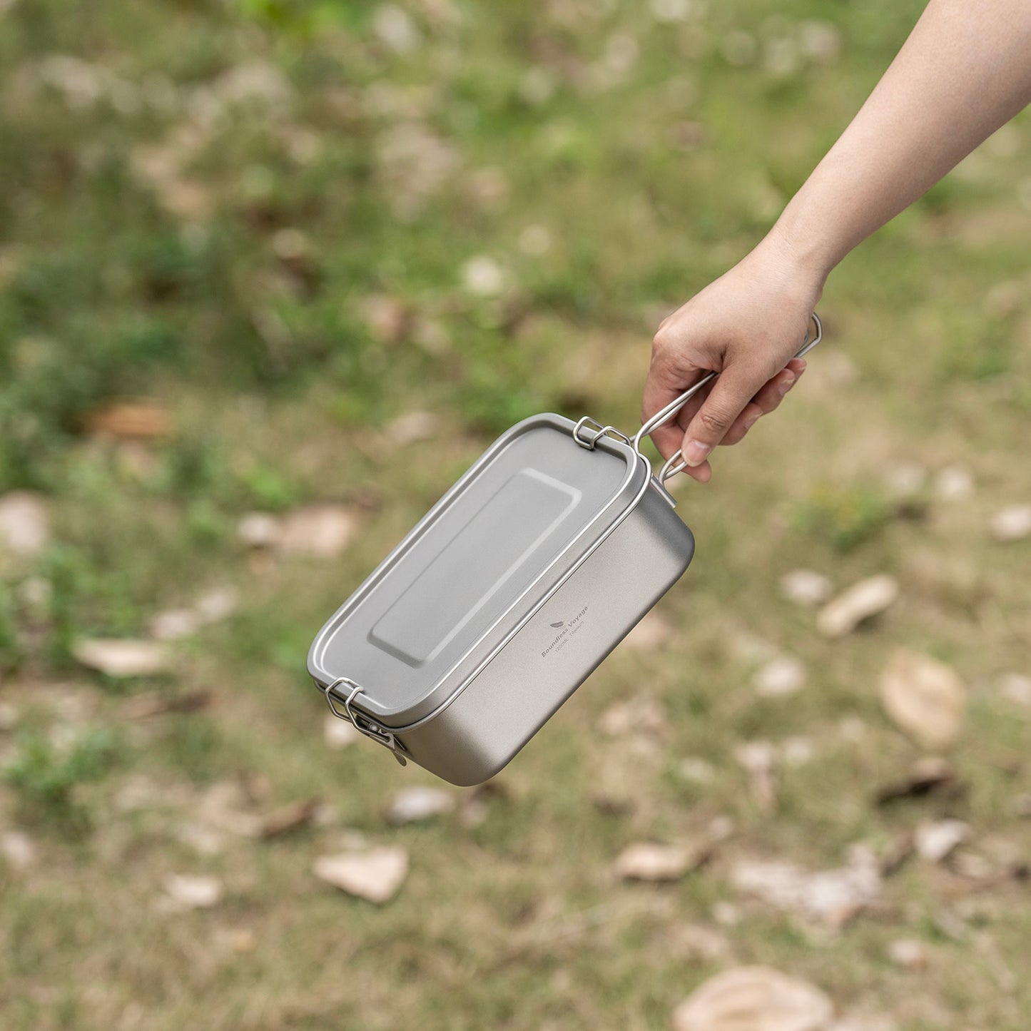 Boundless Voyage Titanium Mess Tin 1200ml with Lid & Folding Handle – Lightweight Leak-Proof Camping Lunch Box & Cookware for Outdoor Hiking & Backpacking