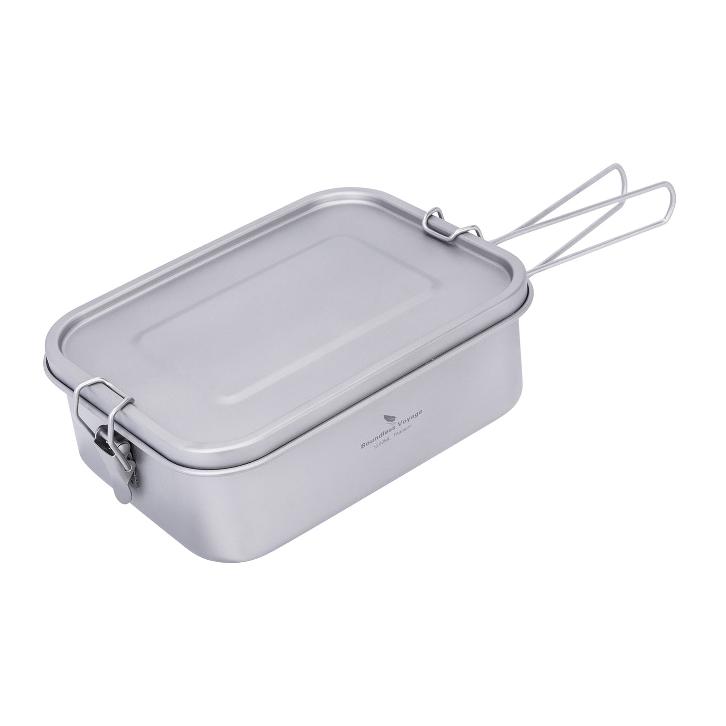 Boundless Voyage Titanium Mess Tin 1200ml with Lid & Folding Handle – Lightweight Leak-Proof Camping Lunch Box & Cookware for Outdoor Hiking & Backpacking