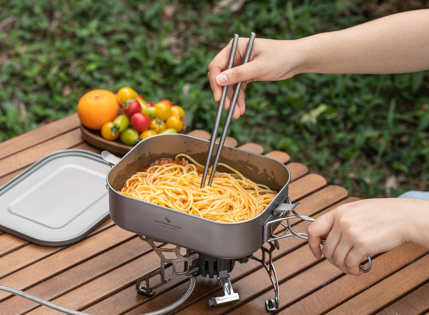 Boundless Voyage Titanium Bento with Lid & Handle Outdoor Camping Tableware Cookware Leak Proof Lunch Box Container
