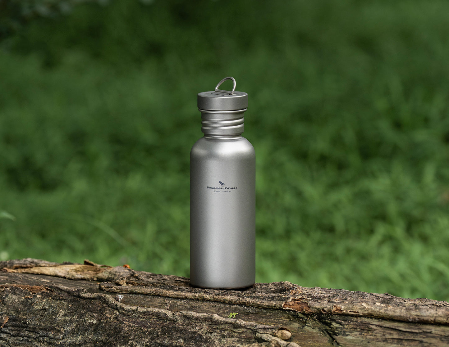 Boundless Voyage 550ml Titanium Water Bottle – Ultralight Wide Mouth Metal Bottle, Leakproof TA1 Titanium Canteen with Carry Bag for Camping, Hiking & Travel