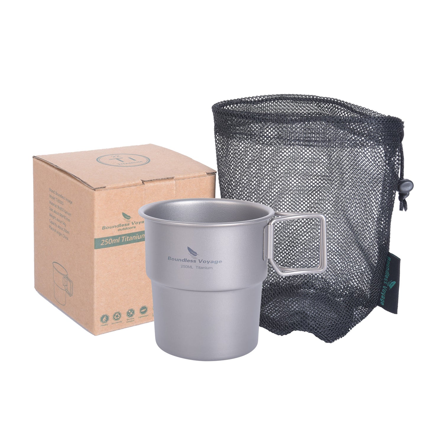 Boundless Voyage Titanium Coffee Cup Portable Water Mug Outdoor Single Wall