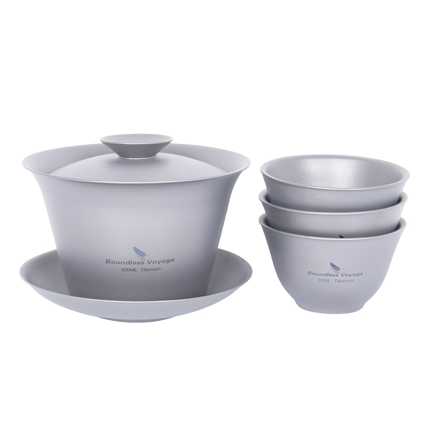Boundless Voyage Titanium Gaiwan Kung Fu Tea Cup and Saucer with Lid Chinese Traditional Gaiwan Double Walled Durable Tea Bowl Teacup with Cover Lightweight Tea Set Outdoor Camping Portable Tureen