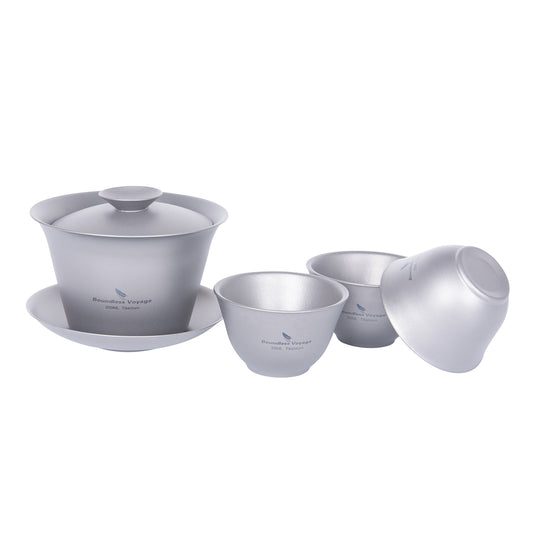 Boundless Voyage Titanium Gaiwan Tea Set – Double-Walled Kung Fu Tea Cup with Saucer & Lid, Lightweight & Durable | Traditional Chinese Tea Set for Outdoor Camping & Travel