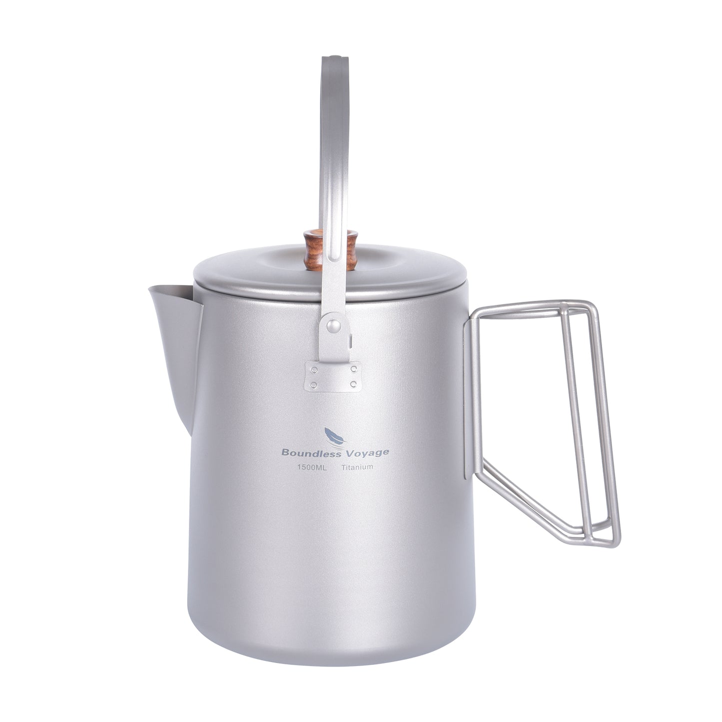 Boundless Voyage Outdoor Titanium Coffee Pot 1500ML Water Kettle for Outdoors Camping Home fit Fire Induction Cooker