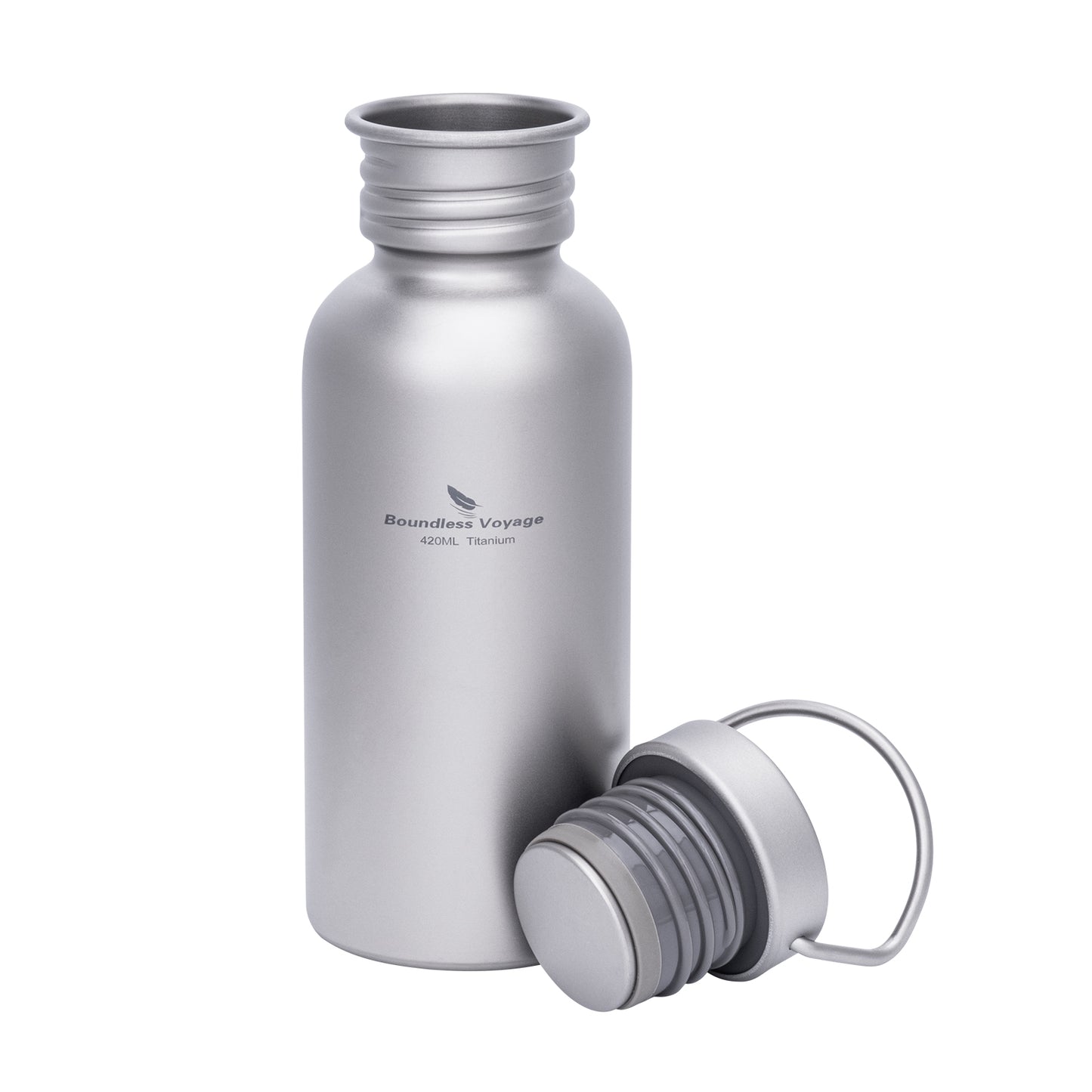 Boundless Voyage 420ml Titanium Water Bottle with Lid – Wide Mouth, Leak-Proof & Reusable Bottle for Camping, Hiking, and Everyday Use