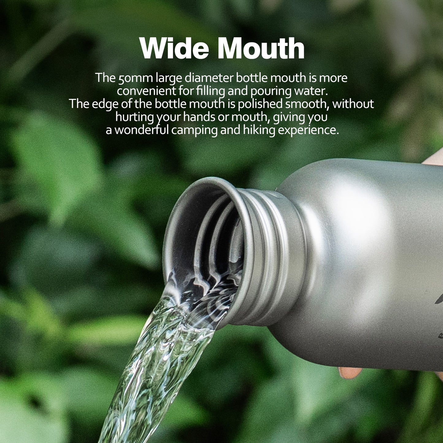 Boundless Voyage 420ml Titanium Water Bottle with Lid – Wide Mouth, Leak-Proof & Reusable Bottle for Camping, Hiking, and Everyday Use