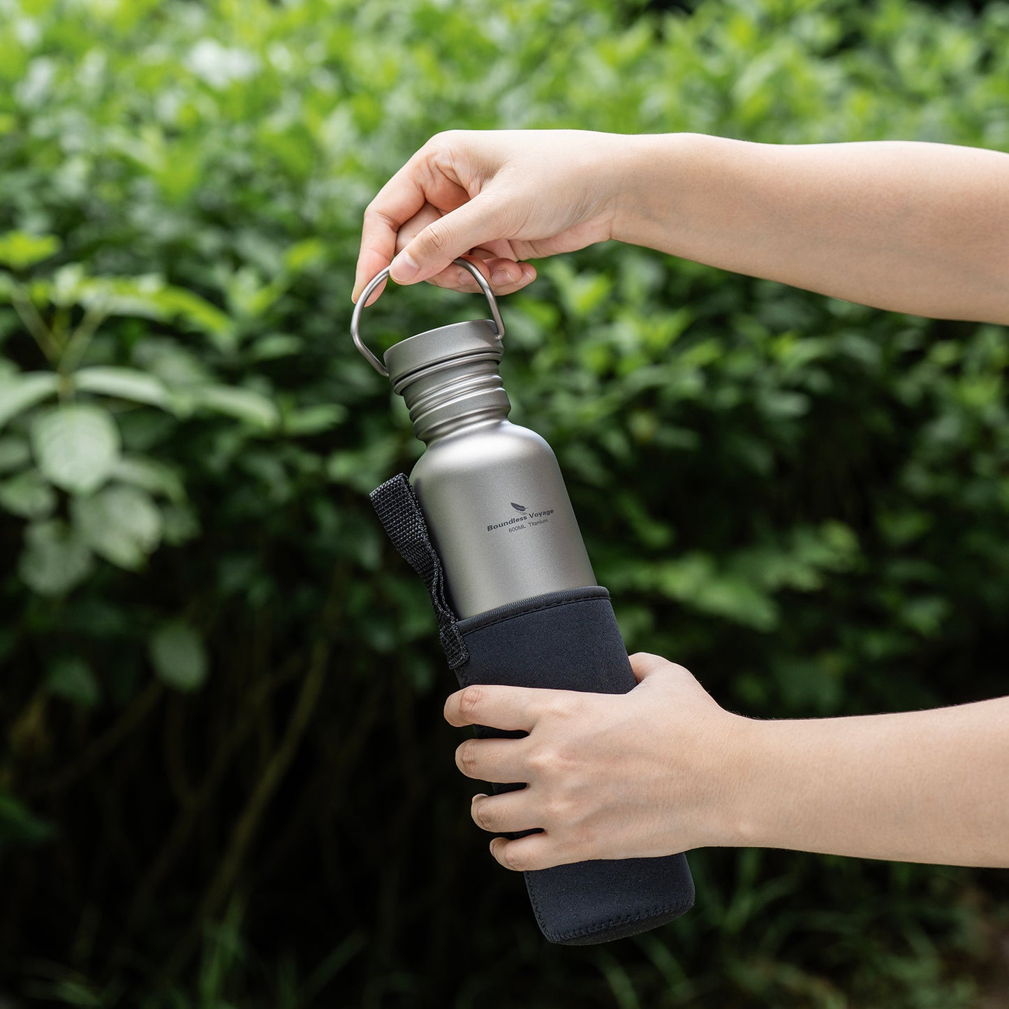 Boundless Voyage 600ml Titanium Water Bottle with Lid – Eco-Friendly, Leak-Proof & Reusable | Wide Mouth for Camping, Hiking & Daily Use