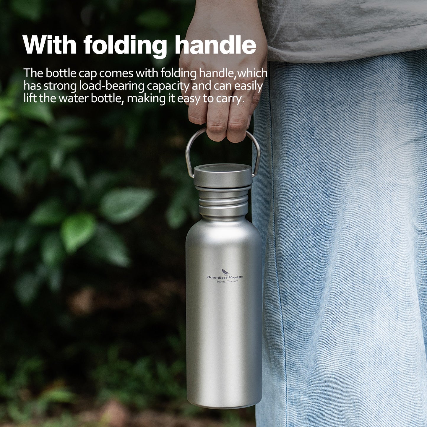 Boundless Voyage 600ml Titanium Water Bottle with Lid – Eco-Friendly, Leak-Proof & Reusable | Wide Mouth for Camping, Hiking & Daily Use