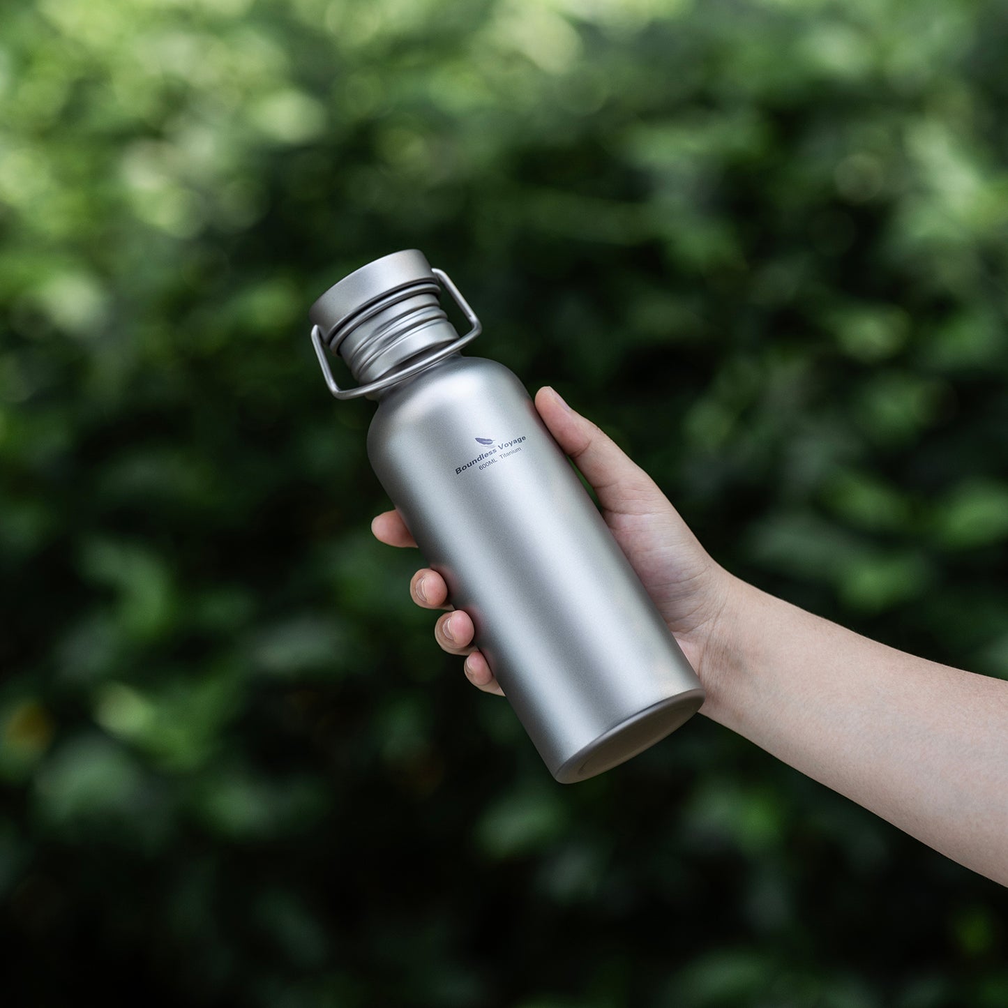 Boundless Voyage 600ml Titanium Water Bottle with Lid – Eco-Friendly, Leak-Proof & Reusable | Wide Mouth for Camping, Hiking & Daily Use