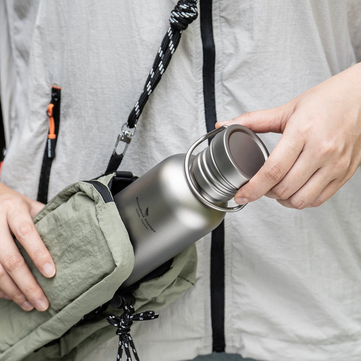 Boundless Voyage 600ml Titanium Water Bottle with Lid – Eco-Friendly, Leak-Proof & Reusable | Wide Mouth for Camping, Hiking & Daily Use
