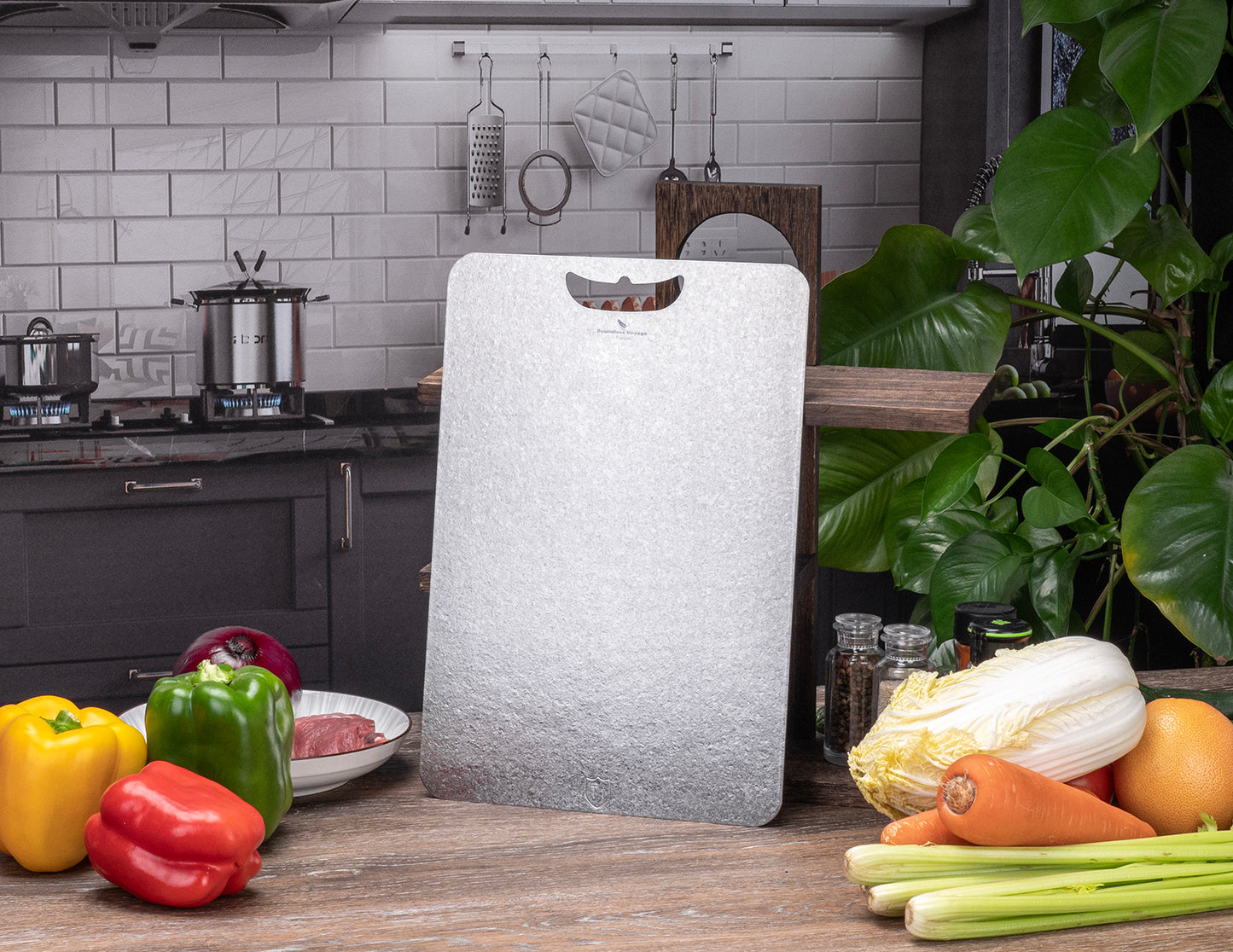 Boundless Voyage Titanium Cutting Board – Medium Lightweight Metal Chopping Board for Kitchen, Camping & Outdoor Cooking