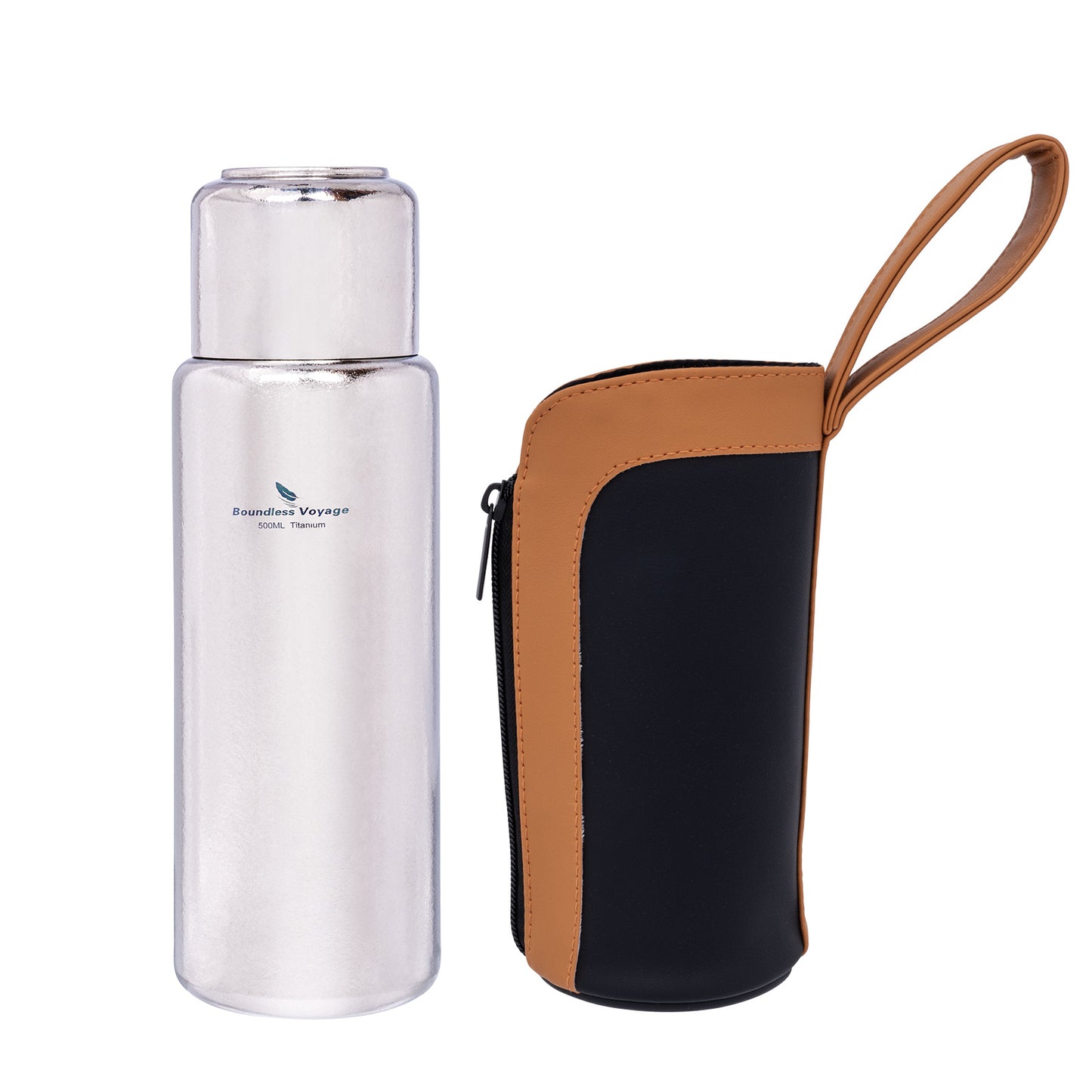 Boundless Voyage 500ml Titanium Bottle with Lid Double-Walled Insulated Water Bottle Keeps Hot or Cold