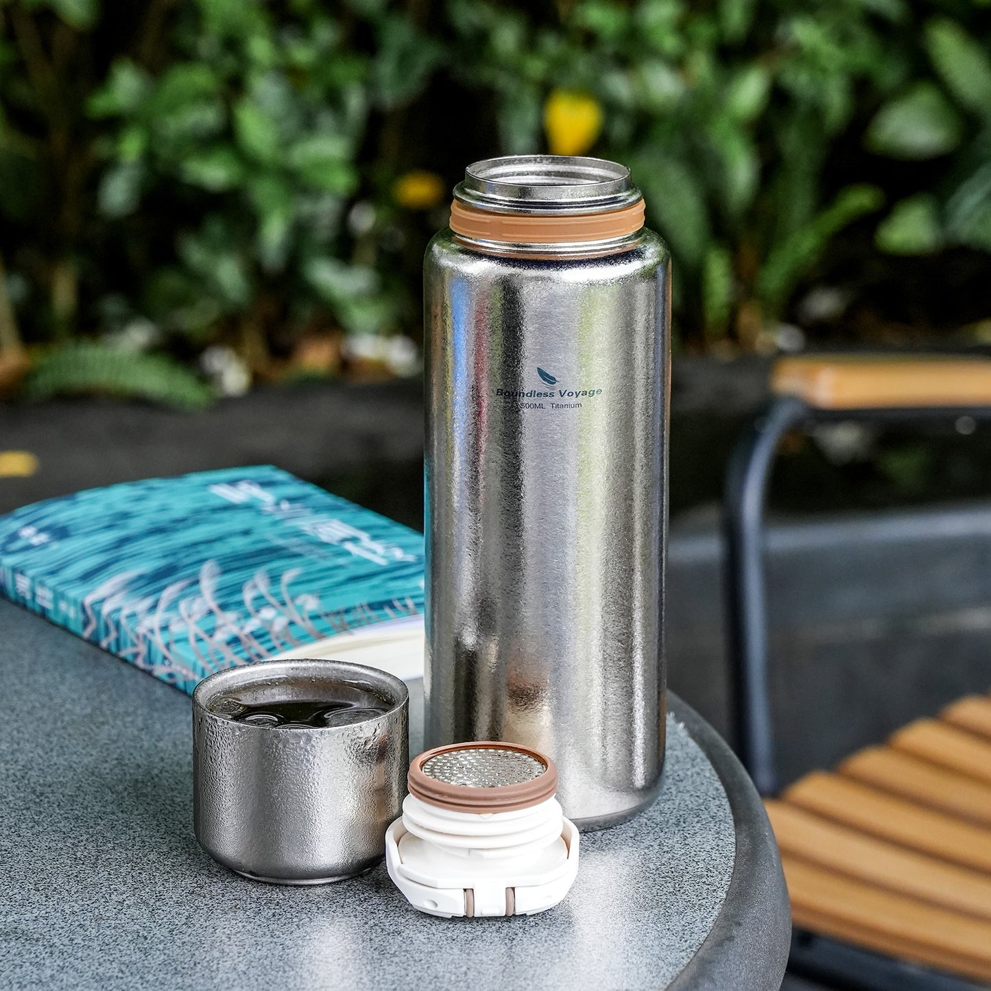 Boundless Voyage 500ml Titanium Bottle with Lid Double-Walled Insulated Water Bottle Keeps Hot or Cold