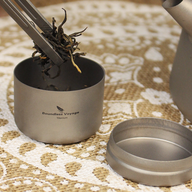 Boundless Voyage Mini Titanium Tea Caddy Jar | 23g Ultralight Airtight Tea Storage Canister | Smell-Proof & Moisture-Proof Travel Container
