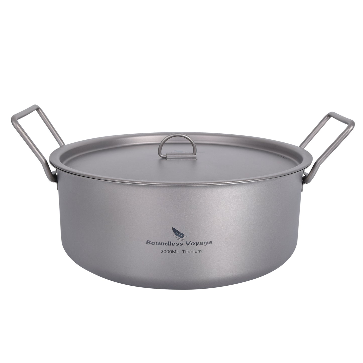 Boundless Voyage Outdoor Camping Titanium 2L Stock Pot with Lid Folding Handle Hiking Picnic Portable Big Capacity Soup Pot