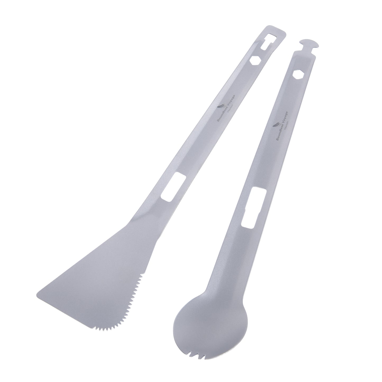 Boundless Voyage Titanium Alloy Tong, Spork,Shovel and Spatula All-In-One Utensil for Portable Lightweight Multi Utensil for Camping Kitchen Cookware