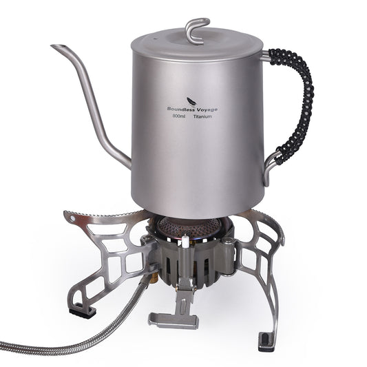 Boundless Voyage Titanium Kettle & Cup Set – Lightweight Camping Coffee Mess Kit with Anti-Scald Handle, Fire-Ready & Portable