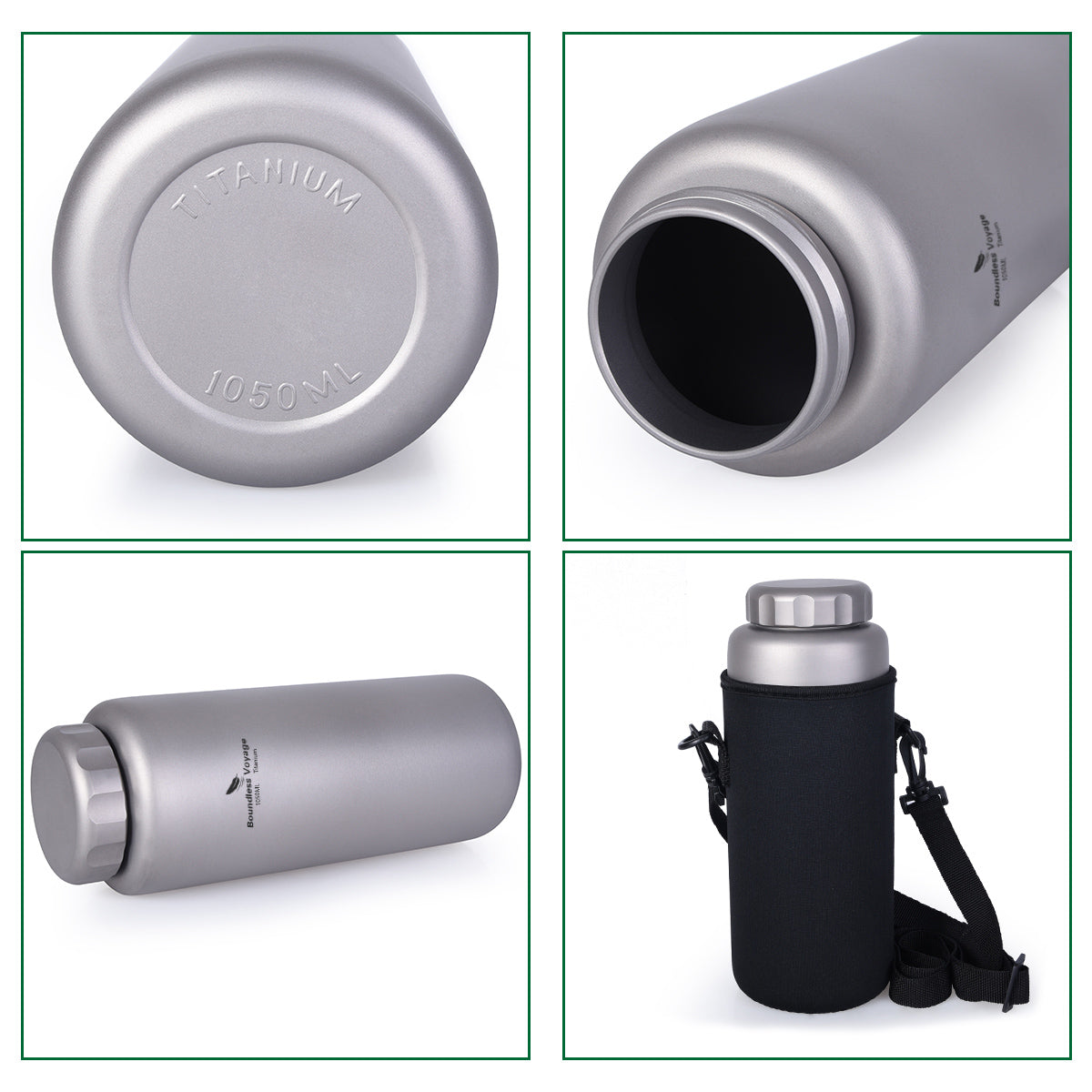 Boundless Voyage Titanium Water Bottle 1050ml For Outdoor Camping Hiking Lightweight Sport Bottle