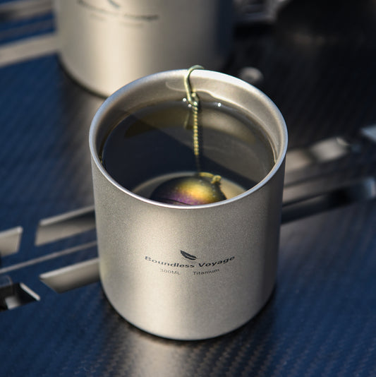 Boundless Voyage 300ml Titanium Double-Walled Cup | 10oz Ultralight Insulated Camping Mug | Anti-Scalding & Non-Toxic Travel Coffee Cup for Hiking, Home & Office