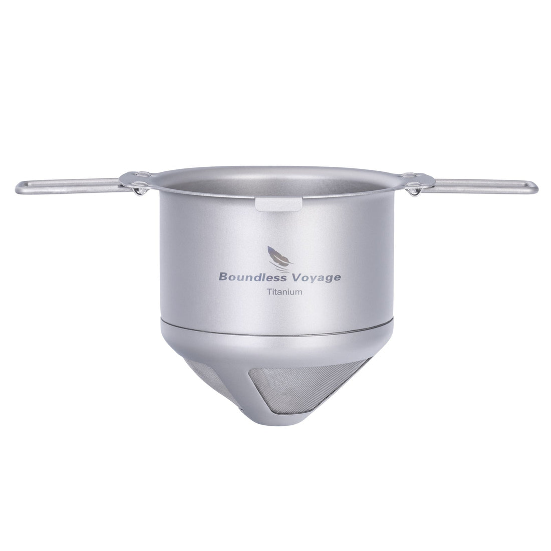 Titanium pour-over coffee filter for camping