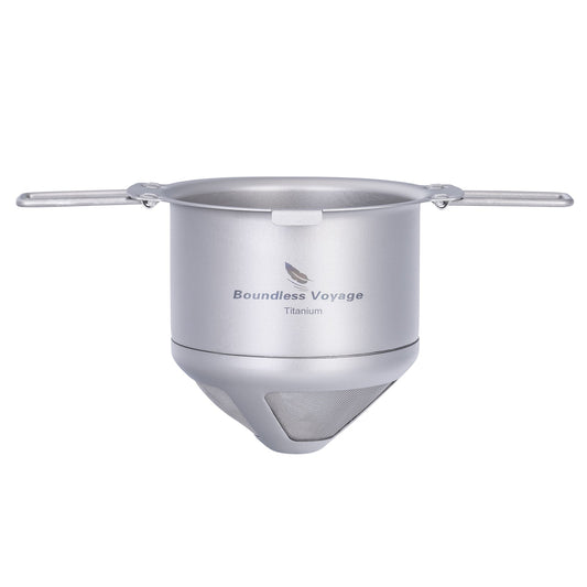 Titanium pour-over coffee filter for camping