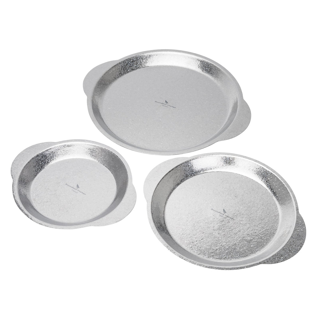 Stackable titanium camping plate set with handles