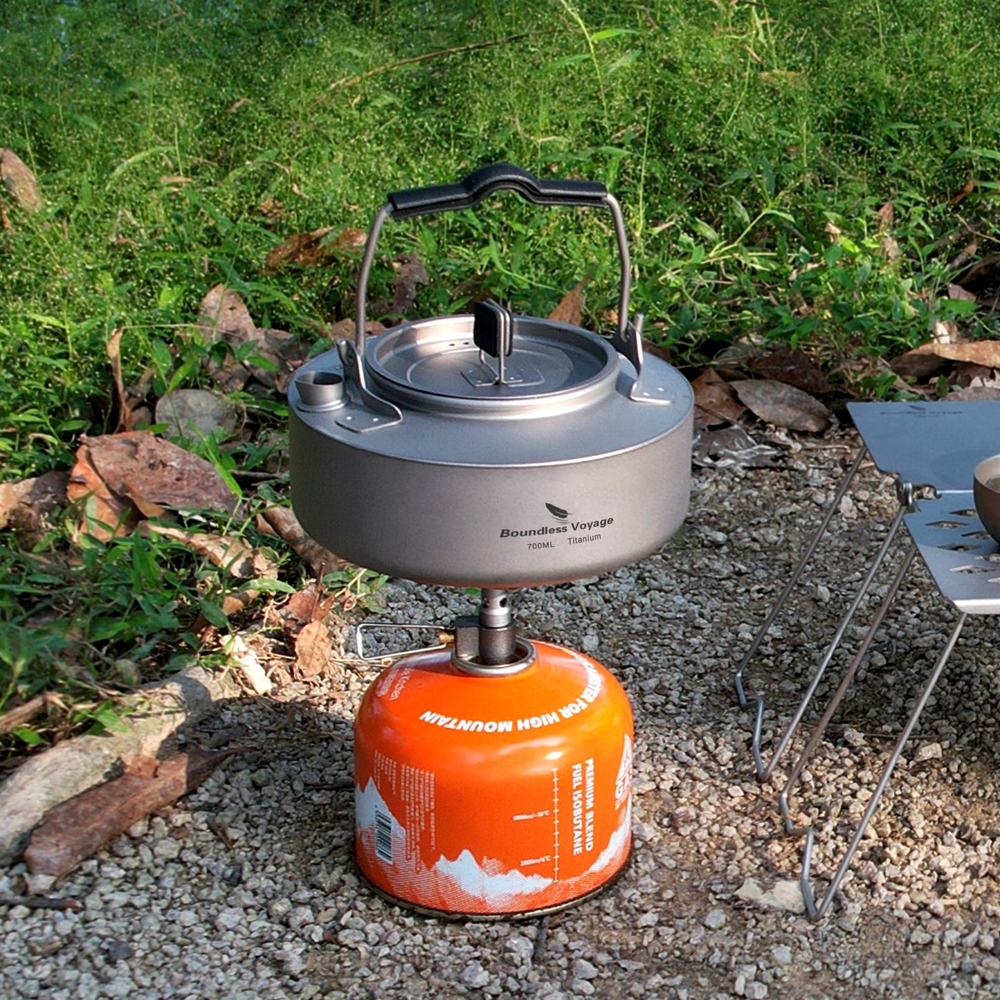 Boundless Voyage 700ml Titanium Camping Kettle – Ultralight Teapot with Folding Handle for Outdoor Cooking & Boiling Water