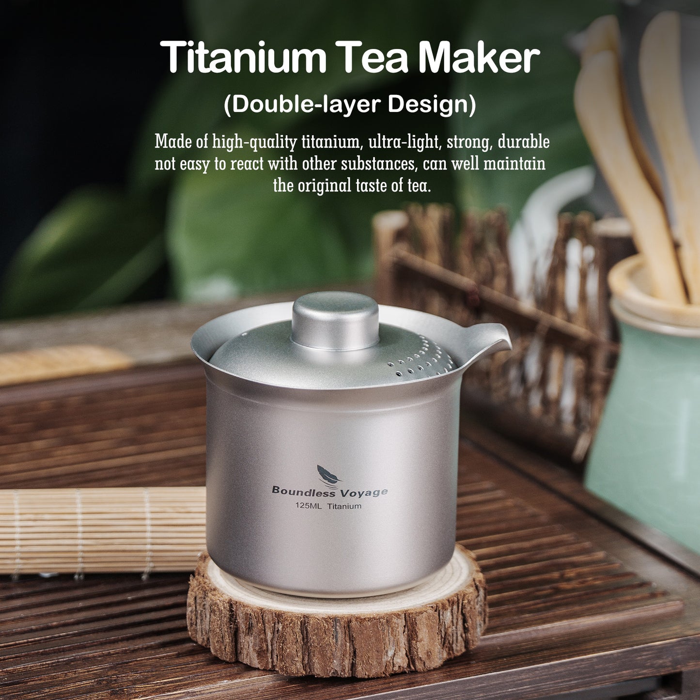 Boundless Voyage Titanium Double-Layer Tea Maker – Ultralight Portable Camping Tea Cup for Outdoor & Travel Brewing