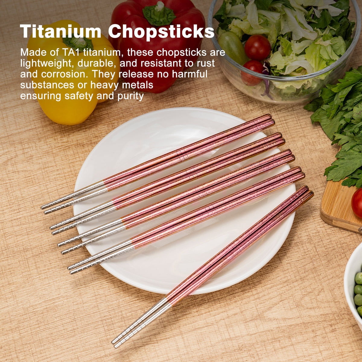 Boundless Voyage Colorful Titanium Chopsticks – Ultralight Non-Slip Reusable Chopsticks for Camping, Travel & Everyday Dining