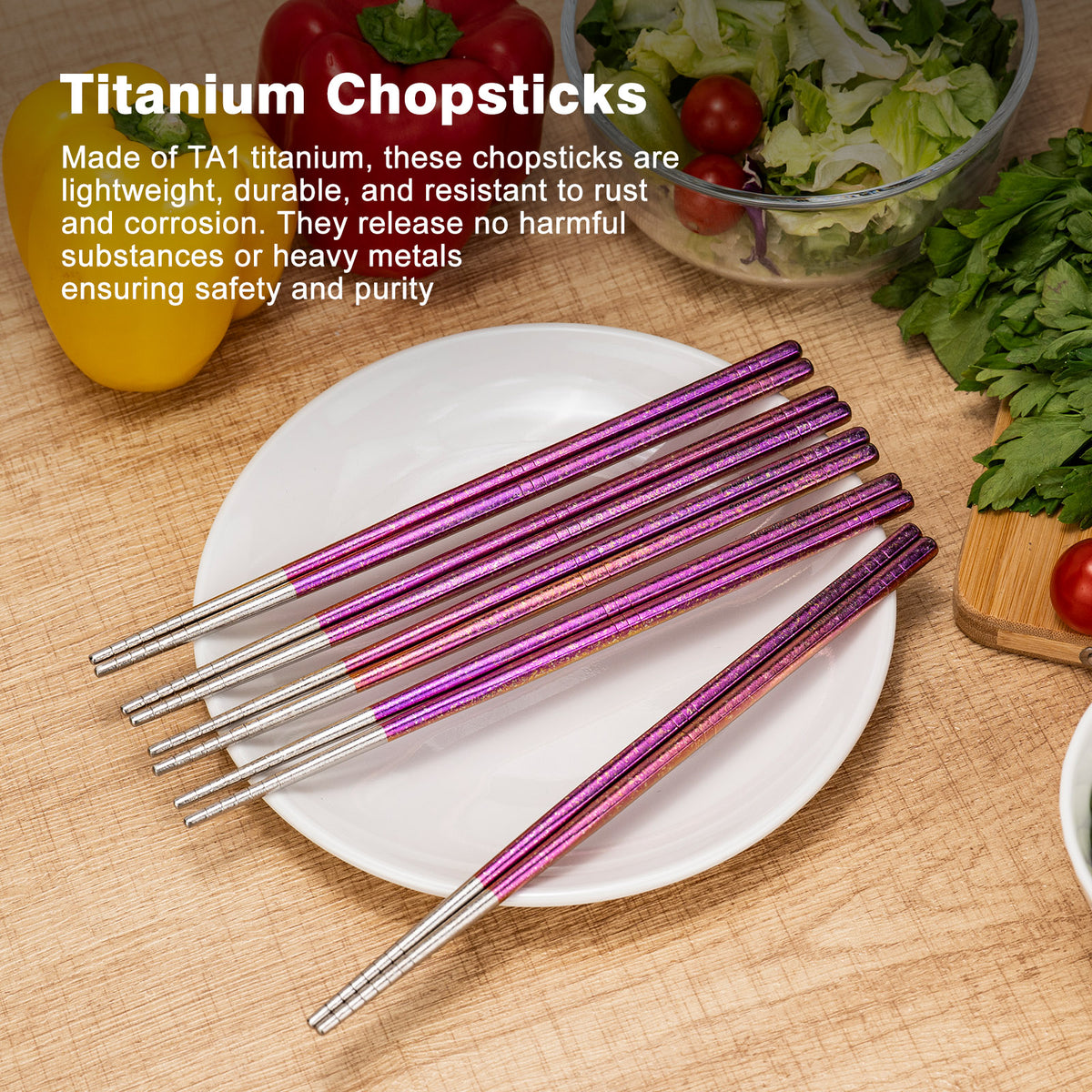 Boundless Voyage Colorful Titanium Chopsticks – Ultralight Non-Slip Reusable Chopsticks for Camping, Travel & Everyday Dining