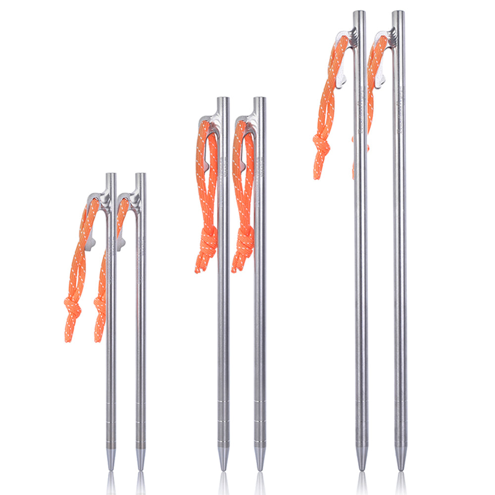 Boundless Voyage Titanium Alloy Tent Stakes (6pcs) – Ultralight Pegs 20/24/30/35/40cm for Camping, Hiking & All-Terrain Shelter Setup