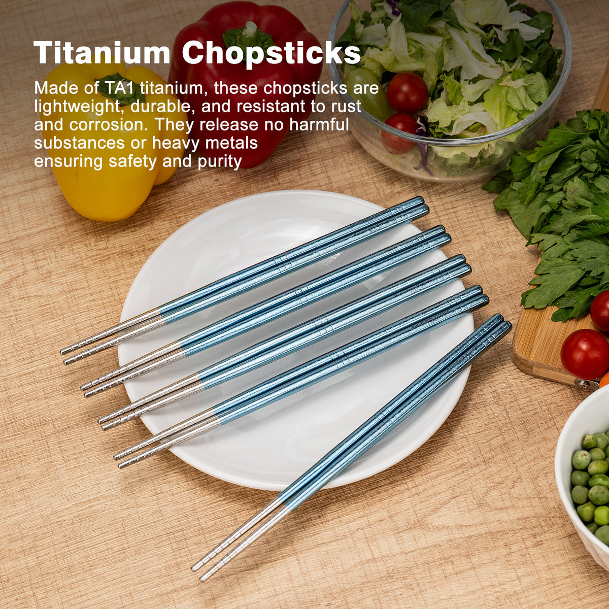 Boundless Voyage Colorful Titanium Chopsticks – Ultralight Non-Slip Reusable Chopsticks for Camping, Travel & Everyday Dining