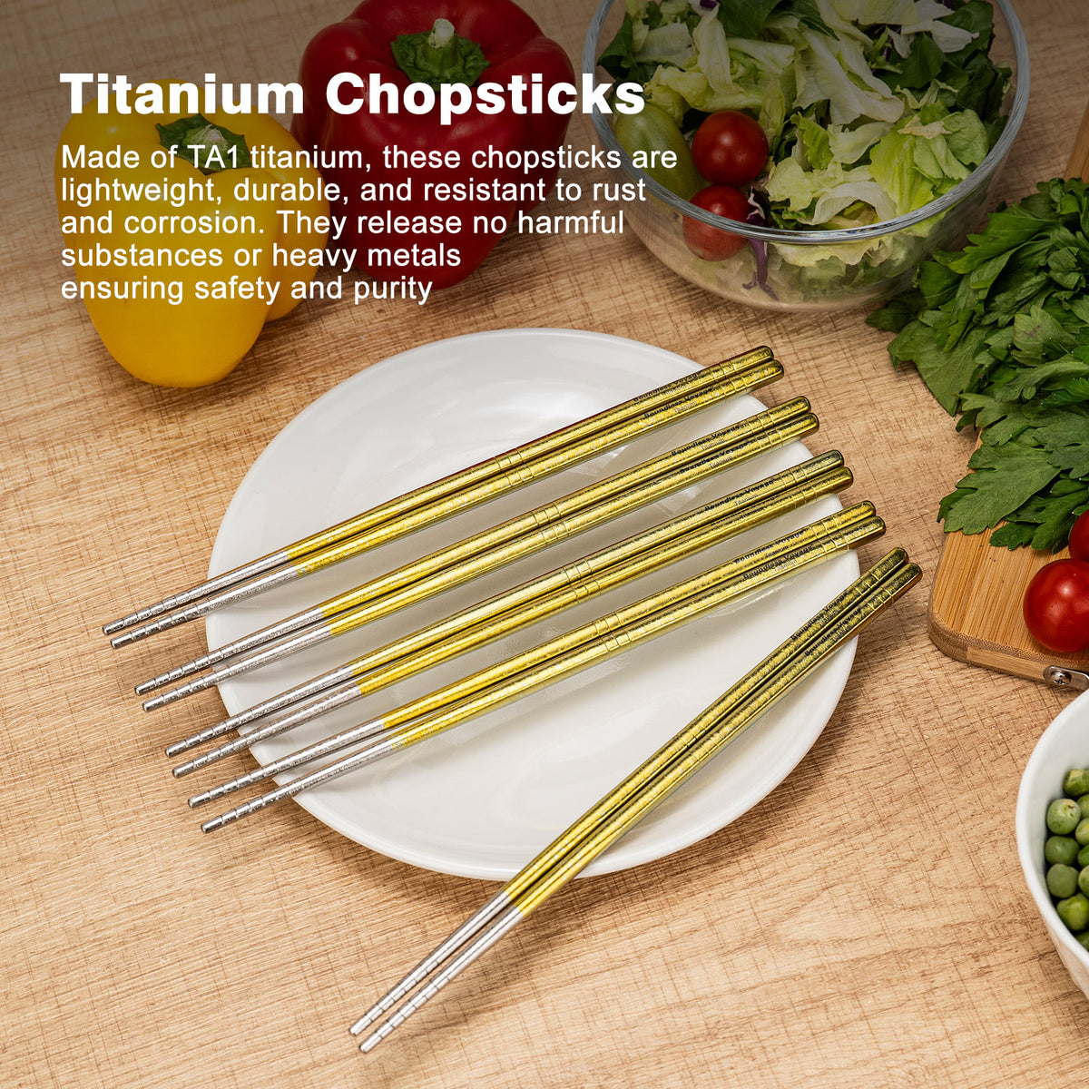 Boundless Voyage Colorful Titanium Chopsticks – Ultralight Non-Slip Reusable Chopsticks for Camping, Travel & Everyday Dining