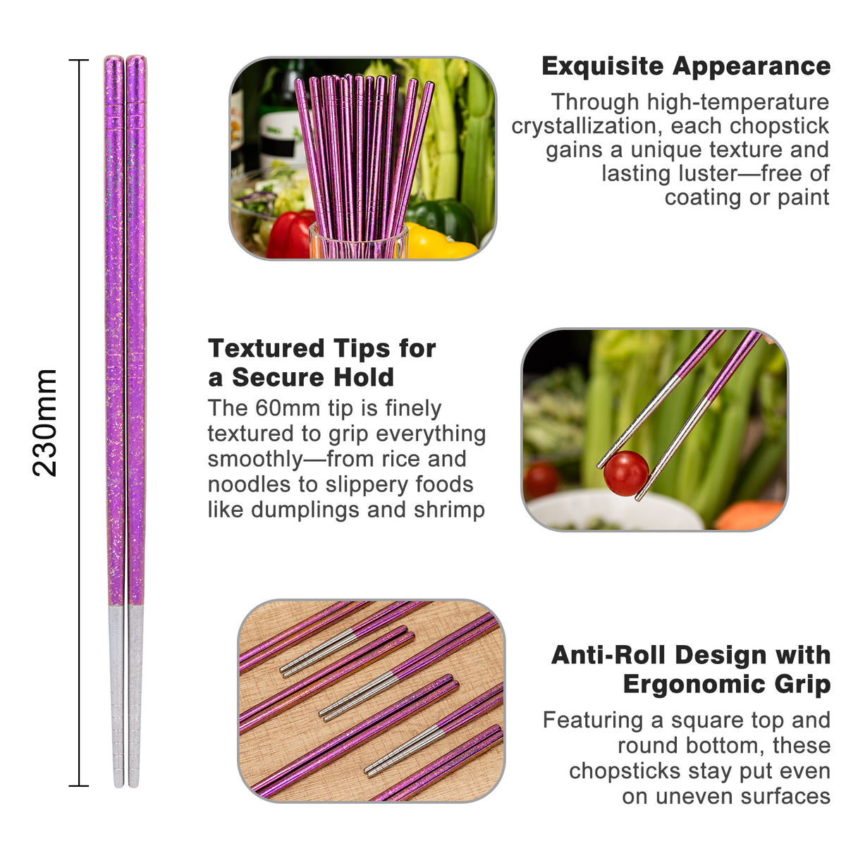 Boundless Voyage Colorful Titanium Chopsticks – Ultralight Non-Slip Reusable Chopsticks for Camping, Travel & Everyday Dining