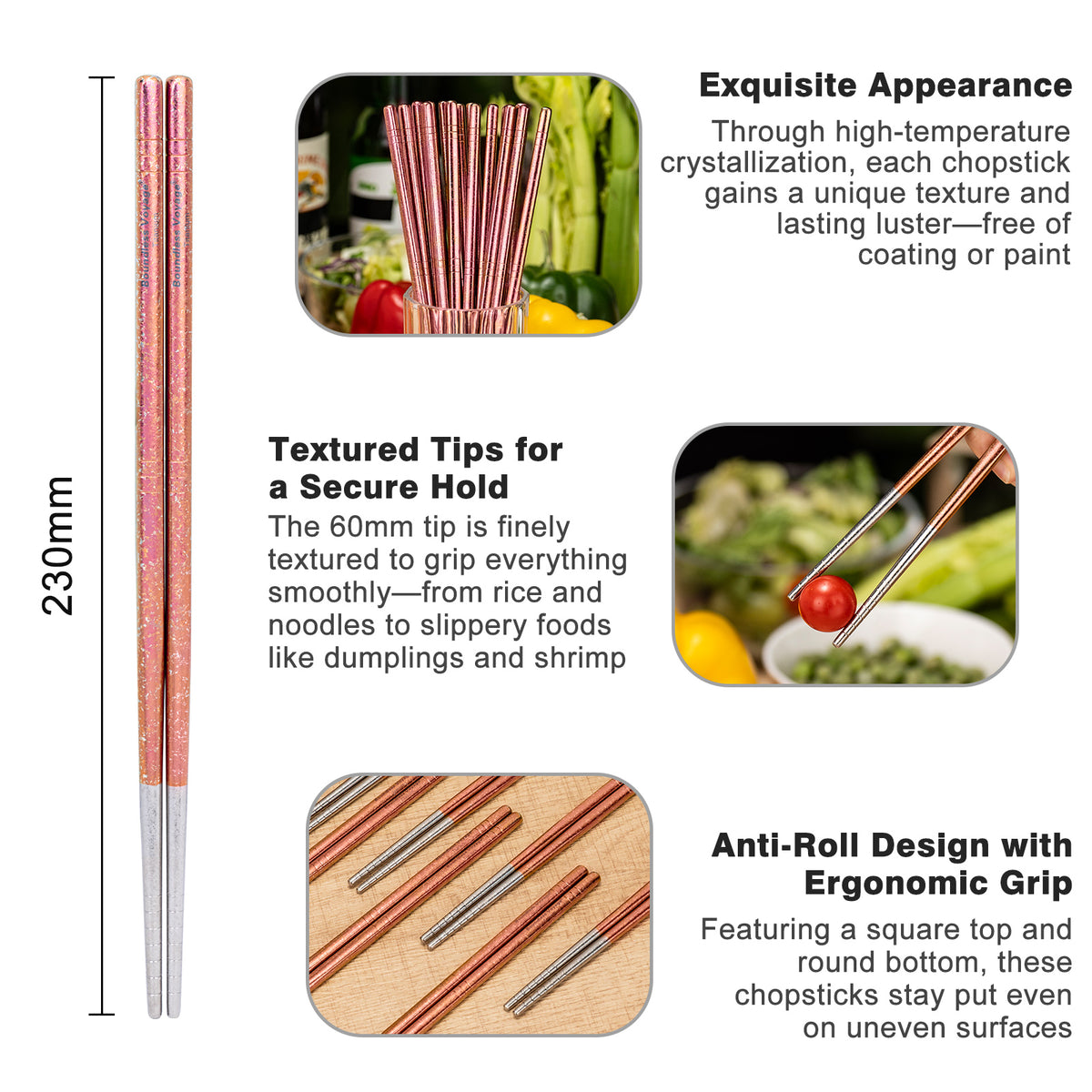 Boundless Voyage Colorful Titanium Chopsticks – Ultralight Non-Slip Reusable Chopsticks for Camping, Travel & Everyday Dining