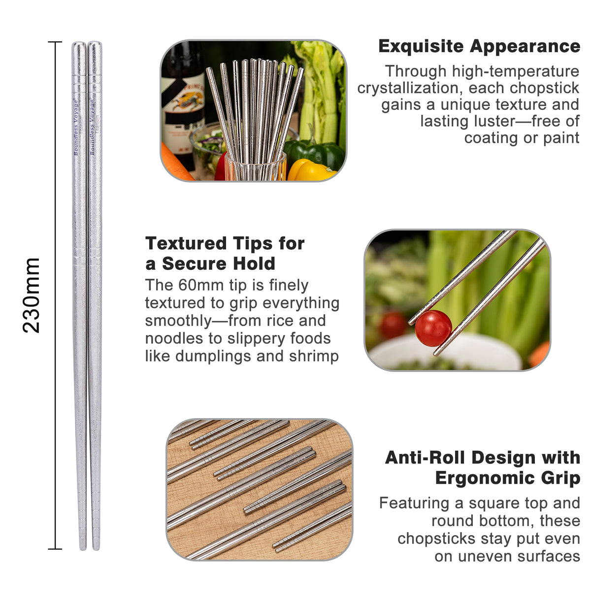 Boundless Voyage Colorful Titanium Chopsticks – Ultralight Non-Slip Reusable Chopsticks for Camping, Travel & Everyday Dining