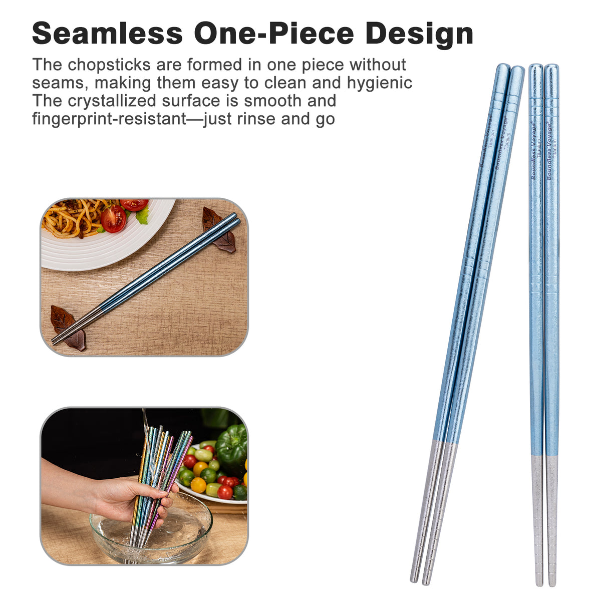 Boundless Voyage Colorful Titanium Chopsticks – Ultralight Non-Slip Reusable Chopsticks for Camping, Travel & Everyday Dining